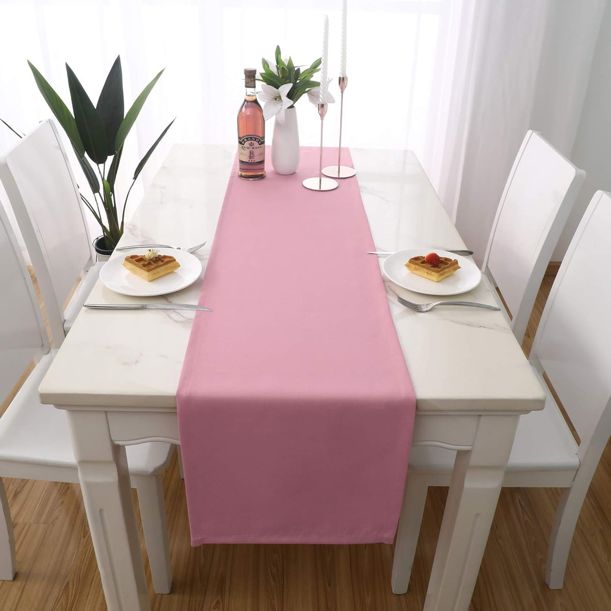 DUALIFE Valentines Day Table Runner 14x72 Inch Pink Table Runner Wedding Anniversary Party Mother's
