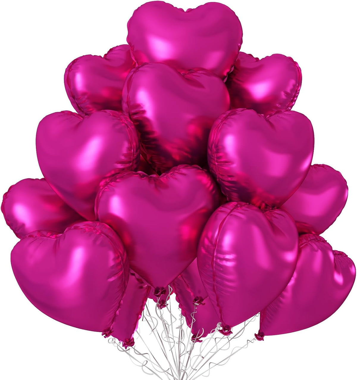 Hot Pink Heart Balloons,12Pcs 18 Inch Pink Foil Love Heart Shaped Balloons for Wedding Bridal