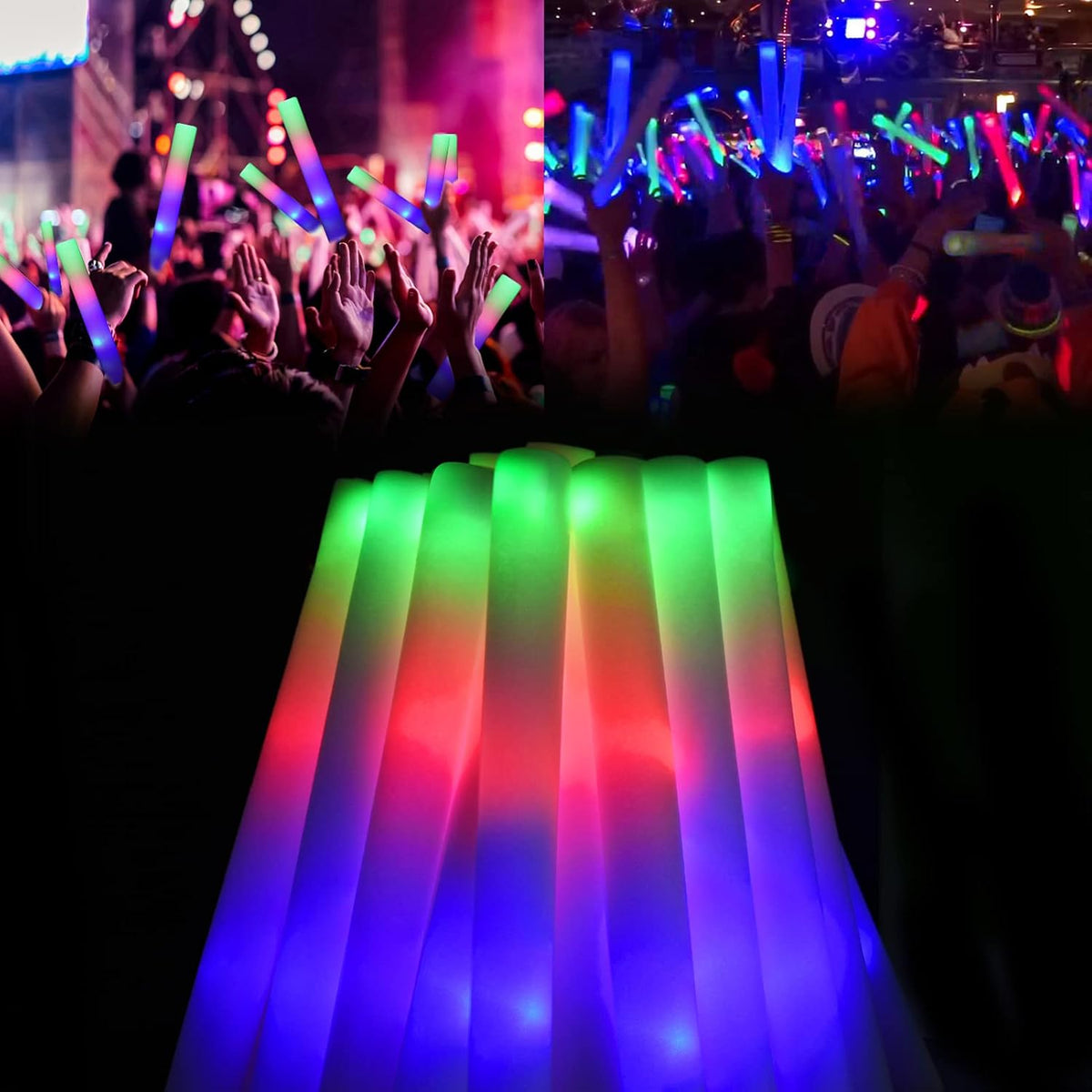 LifBetter Glow Sticks Bulk - 20Pcs LED Foam Sticks Glow Batons with Three Modes Party Flashing