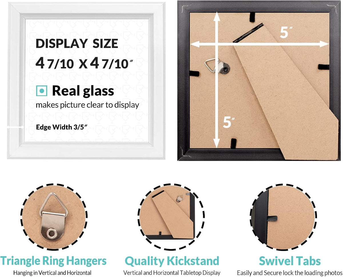 LaVie Home 5x5 Picture Frames (12 Pack, White) Simple Designed Photo Frame with High Definition