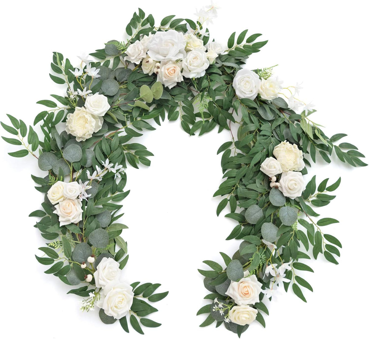 Ling's Moment Flower Garland - 6FT Eucalyptus & Rose - Sweetheart Table Decor for Wedding