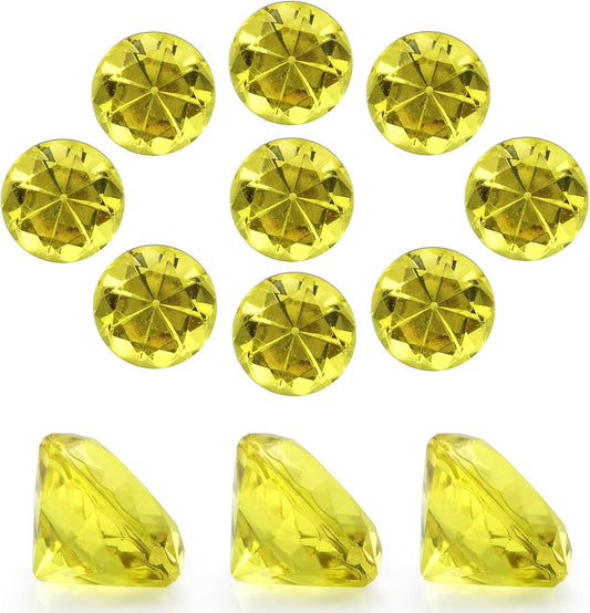 100 PCS Acrylic Diamond Gems, Gold Acrylic Diamonds 1 Inch Acrylic Gemstones Vase Filler Fake Gems