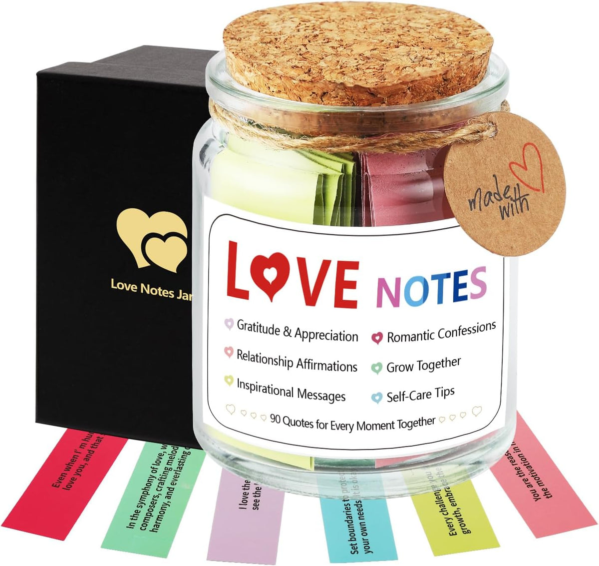 90 Love Notes Jar Romantic Anniversaries Birthdays Gifts Girlfriend Boyfriend Wife and Husband
