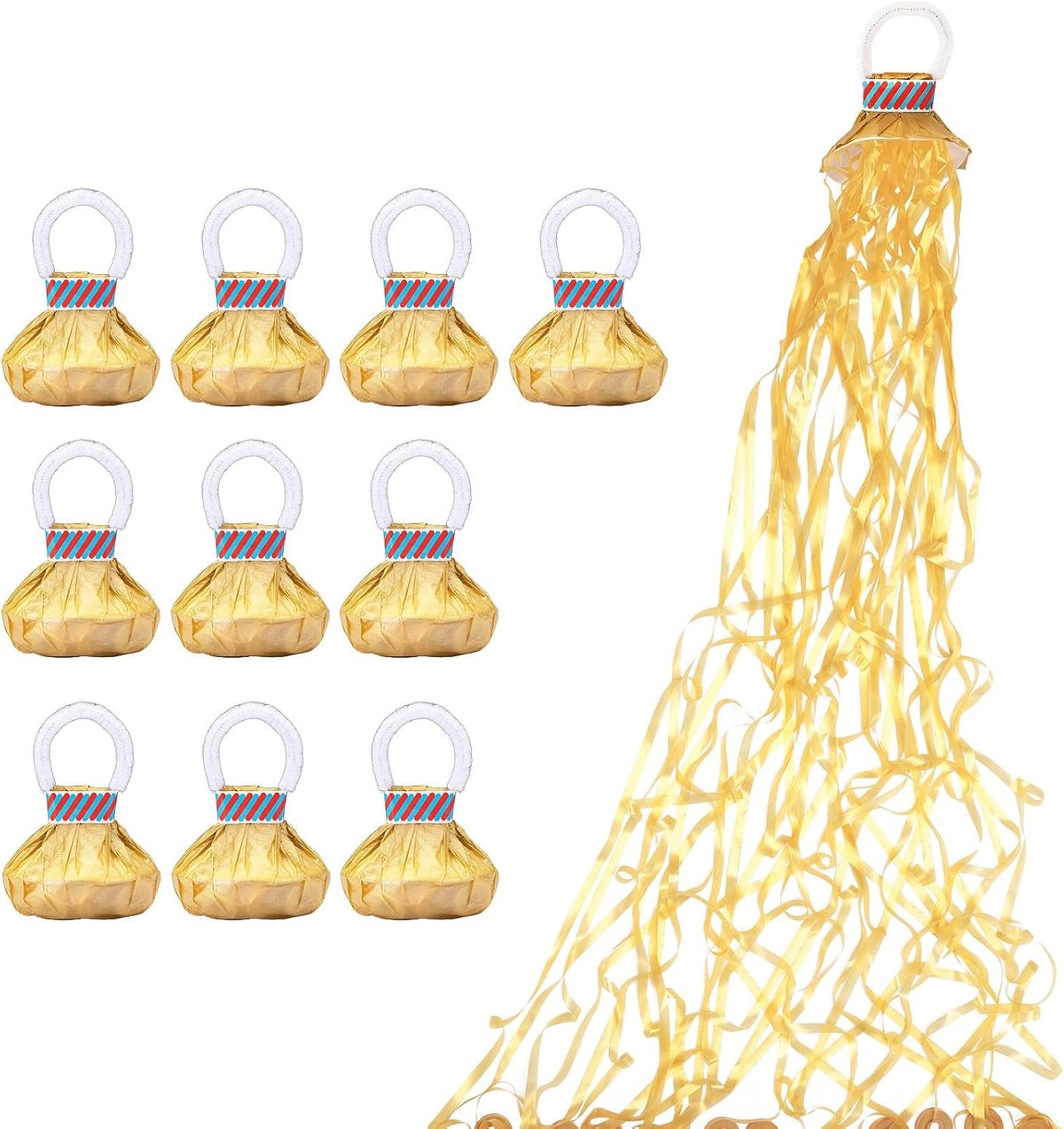 Confetti Poppers, 10Pack Plastic No Mess Streamers, Party Poppers for