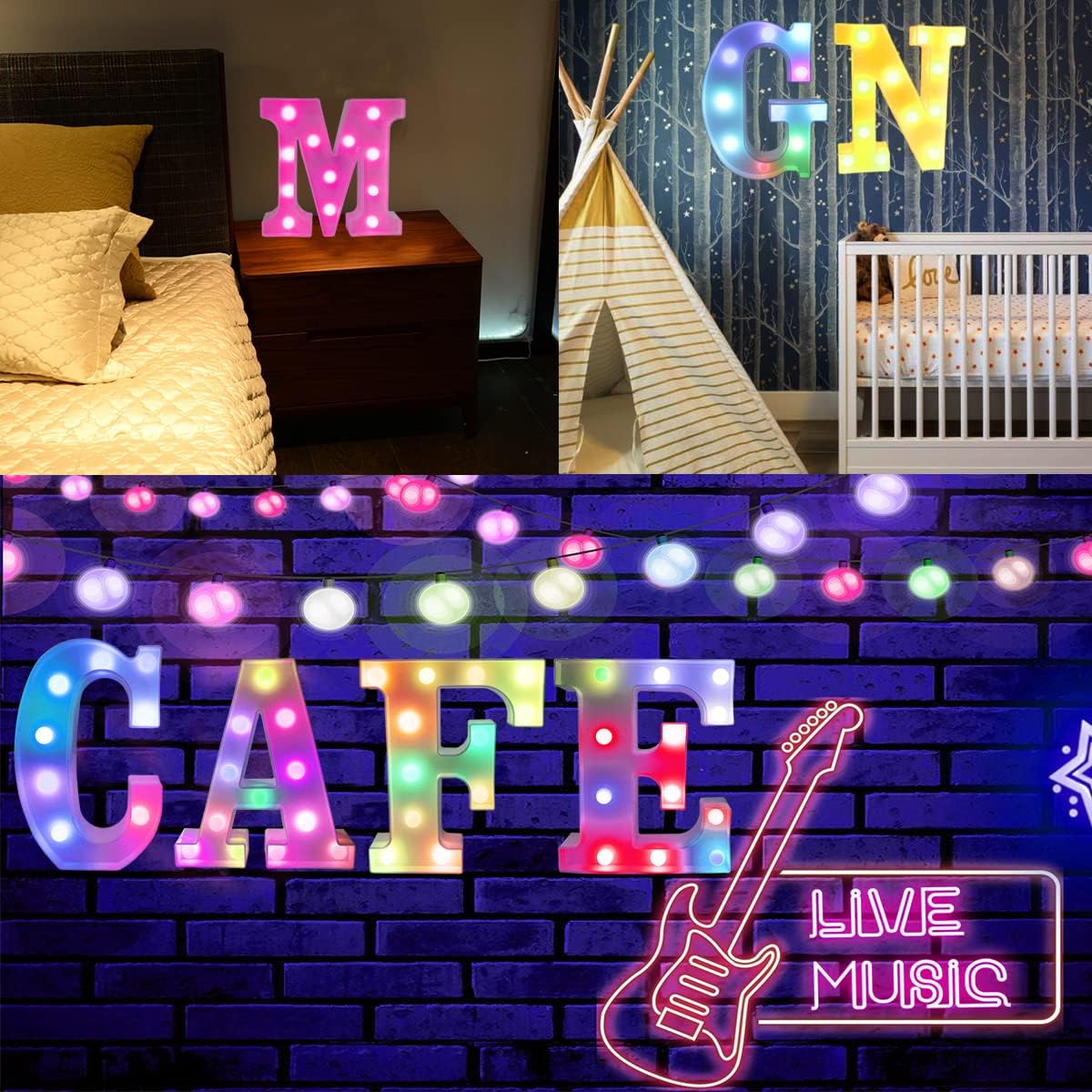 Light Up Colorful LED Marquee Letter lights, 18 Colors Changing Alphabet Letters Sign with Remote