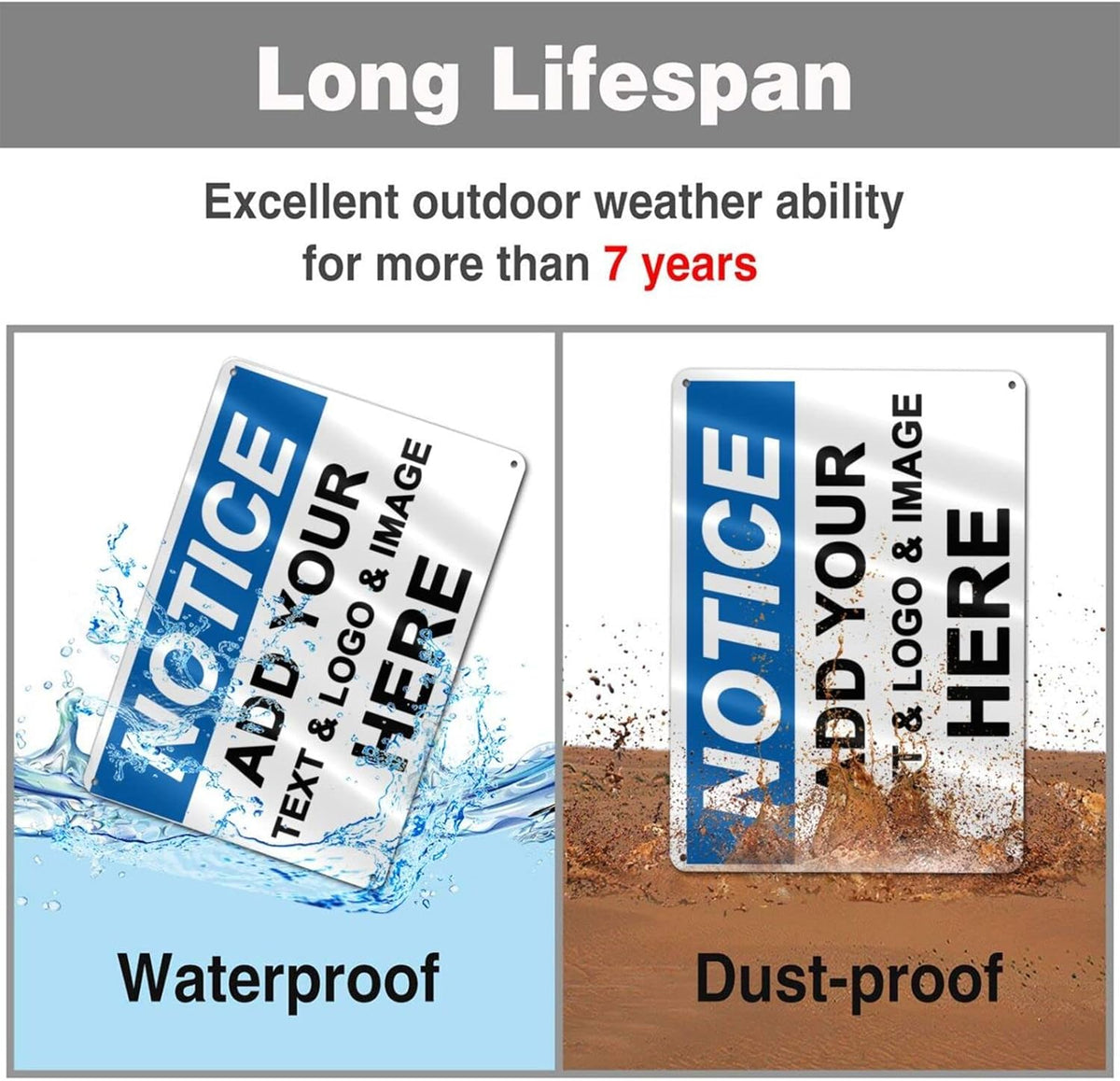 Custom Notice Signs Outdoor Metal - 12 x 8 Personalized Aluminum Caution Signs Rust-Proof Warning