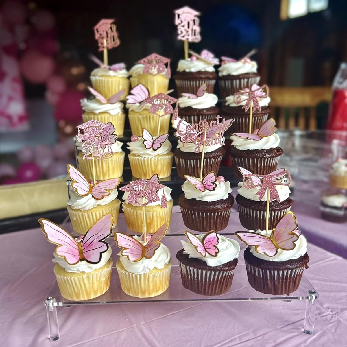 Acrylic 5-Tier Display Stand, Clear Perfume Organizer, Cupcake Stand Holder, Large Shelf Risers for