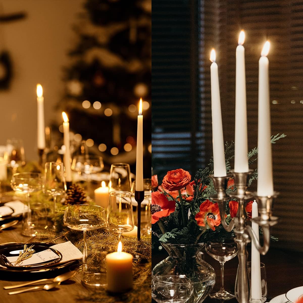 Dripless Taper Candles - Unscented White Candles Bulk - Candle Sticks Long Burning 7.5-8 Hours
