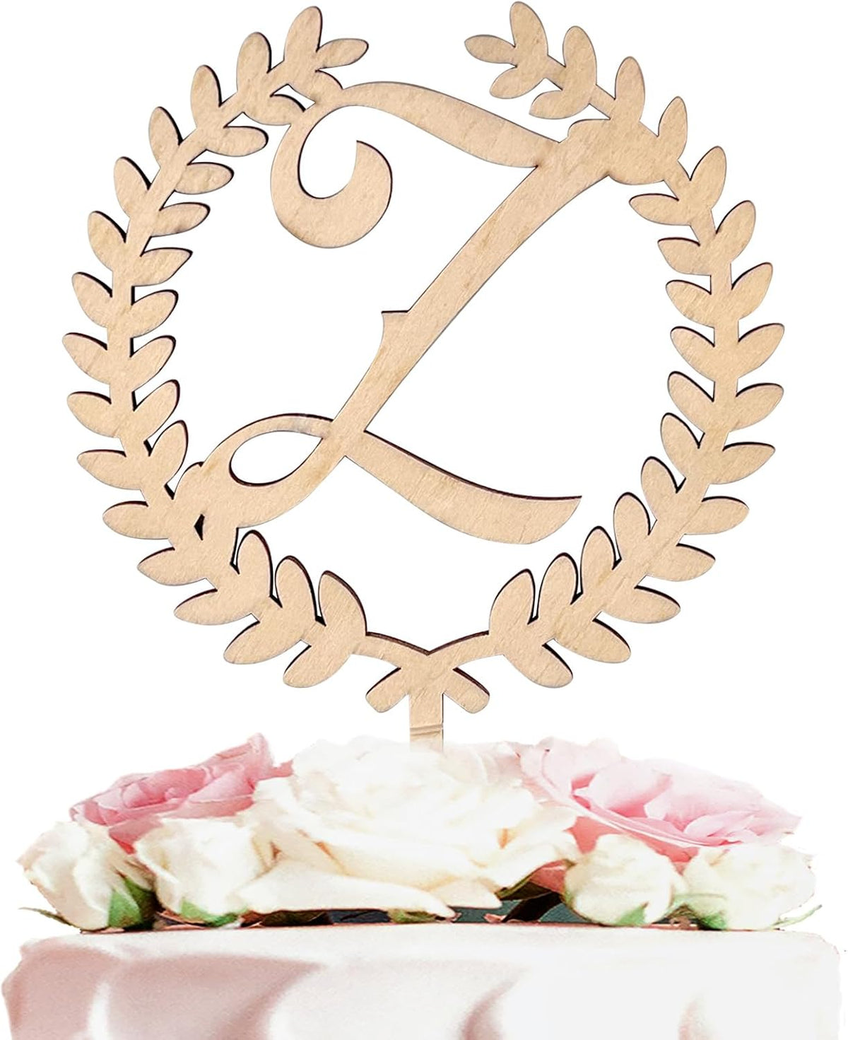 LINGTEER Personalized Inital Letter Z Wooden Cake Topper Perfect for Birthday Rustic Wedding