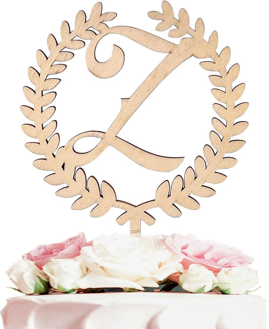 LINGTEER Personalized Inital Letter Z Wooden Cake Topper Perfect for Birthday Rustic Wedding