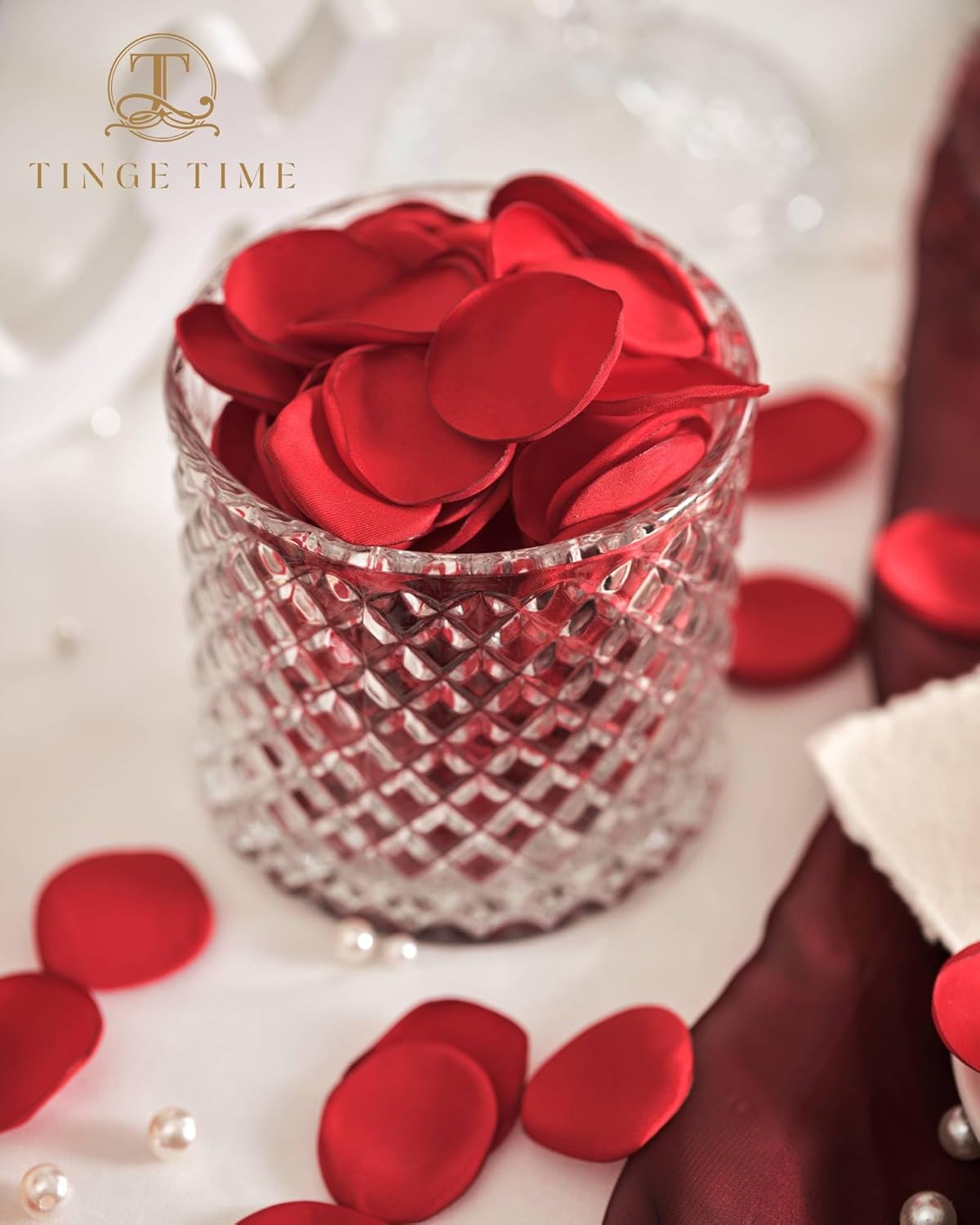 TINGE TIME 200pcs Silk Flower Petals for Wedding, Rose Petals for Decoration, Fake Flower Petals