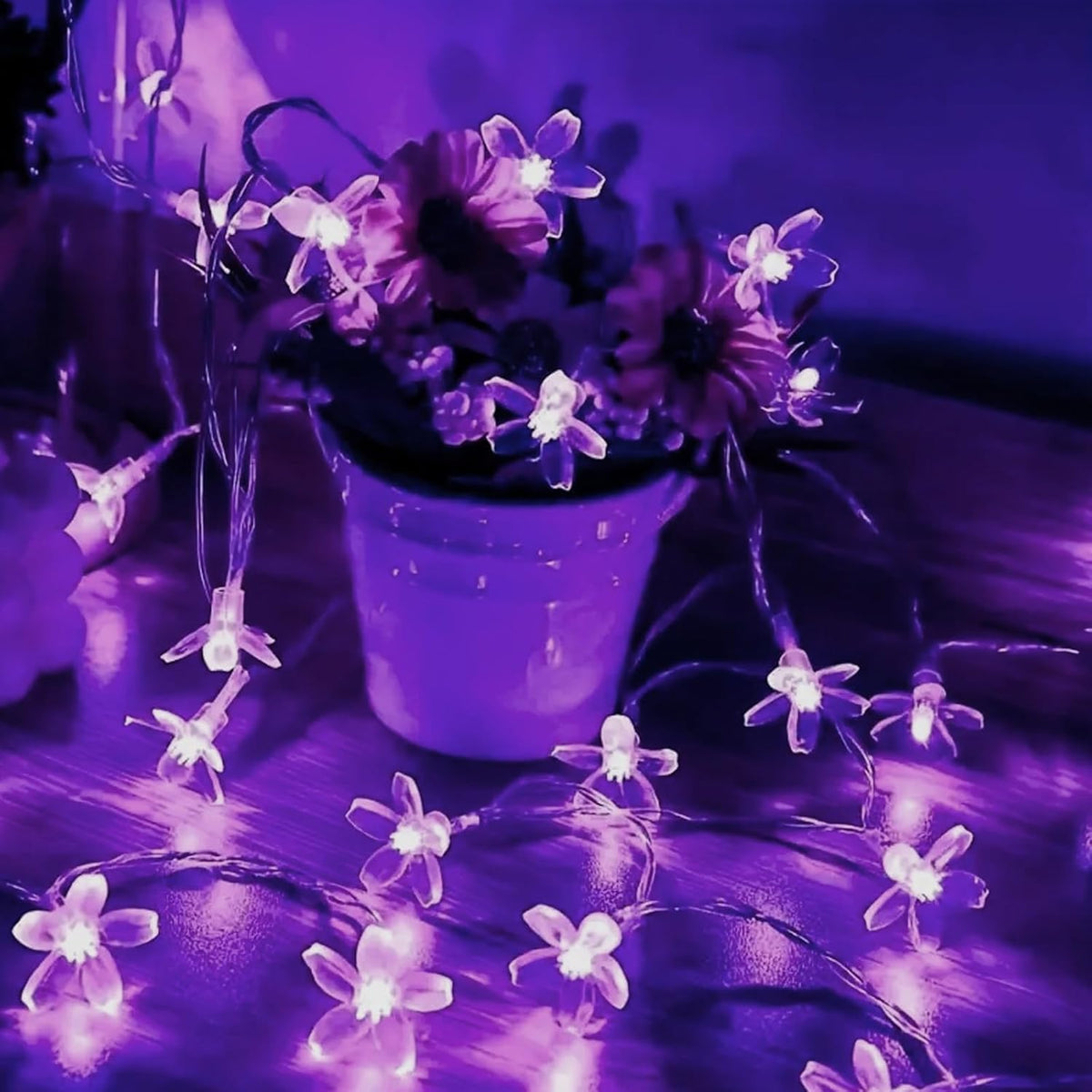 Cute Flower String Lights, USB & Battery Lighted Decorative Fairy Cherry Blossom Indoor Bedroom