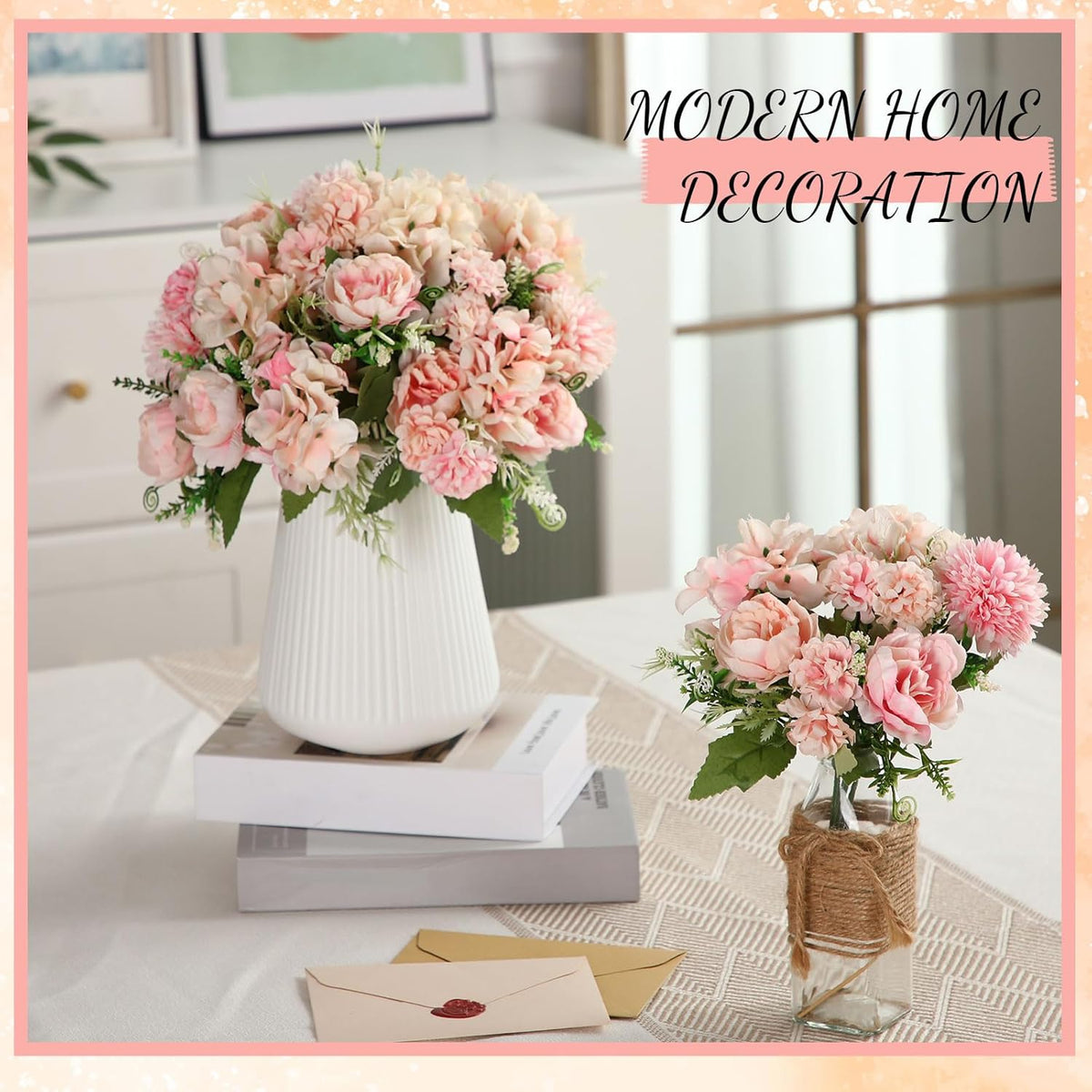 Tigeen Artificial Flowers Artificial Peonies Silk Flowers Faux Peony Fake Peony Silk Hydrangea