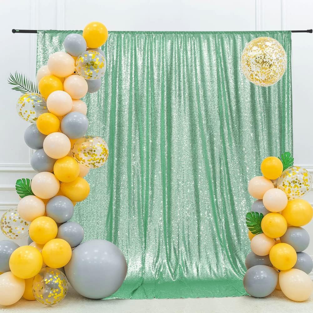 Eternal Beauty Mint Green Sequin Backdrop, 10x10 Ft Glitter Background Curtains for Shimmer