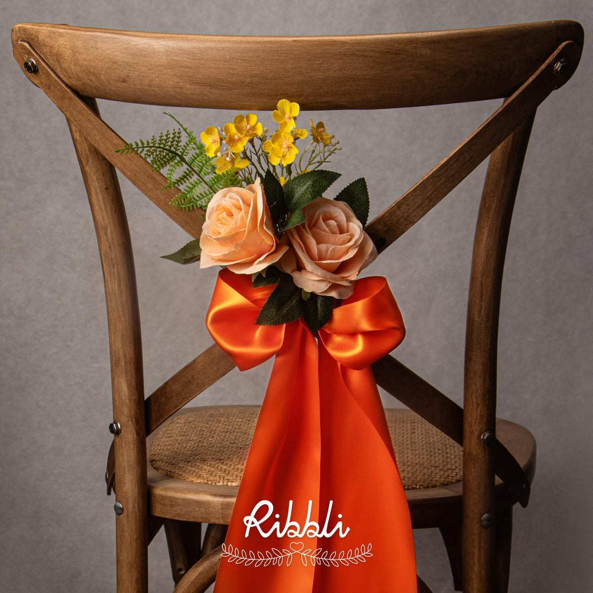 Ribbli Torrid Orange Satin Ribbon 4 Inch Wide Orange Ribbon for Wedding Chair Sash Grand Opening
