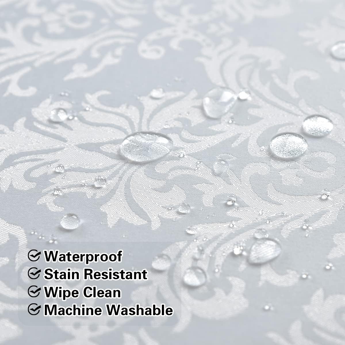 SASTYBALE White Tablecloth Rectangle 60 x 120 Inch Jacquard Damask Tablecloth, Spill Proof &