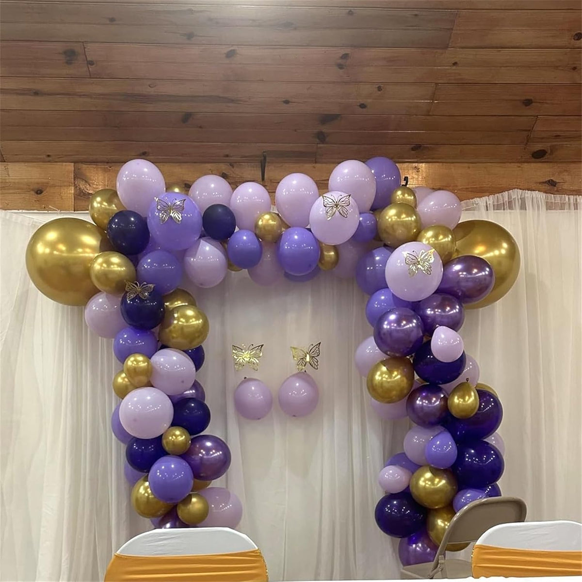 Pastel Purple Gold Balloons Set, 60Pcs 12 Inch Light Macaron Metallic Dark Purple Lavender Balloon