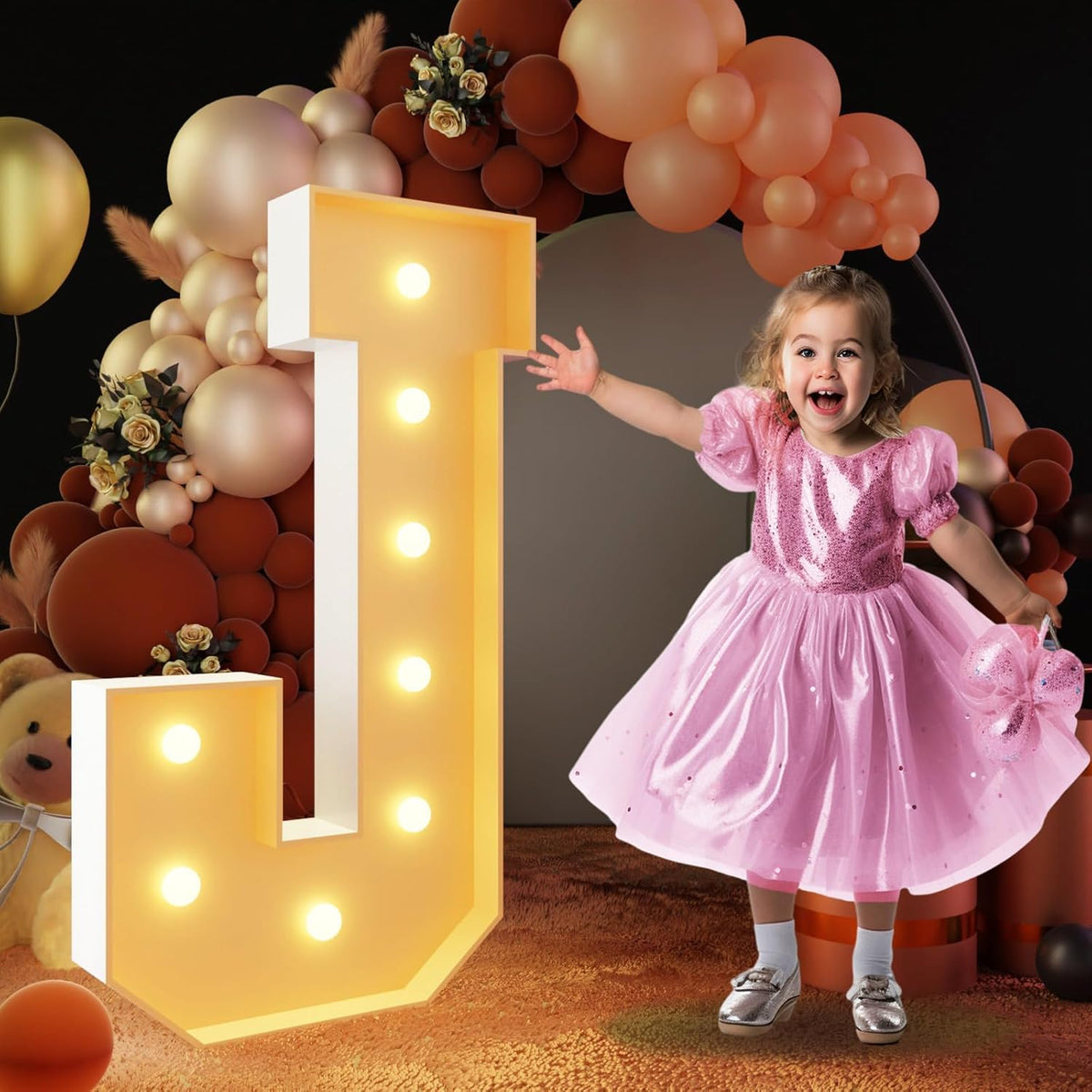 imprsv 3FT Block Marquee Letters Light Up Letters for Birthday Baby Shower Party Backdrop Decor
