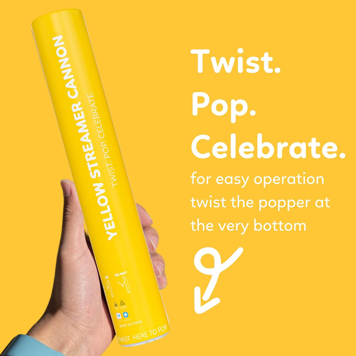 2 Pack Streamer Cannon Confetti Poppers | Biodegradable Yellow Confetti | TUR Party Supplies |