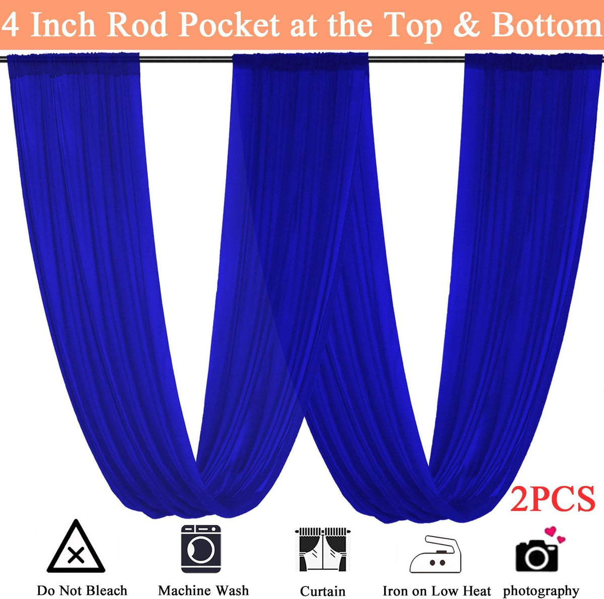 FUHSY Wedding Ceiling Drapes Blue Ceiling Drapes for Weddings 5FTx30FT 2 Panels Sheer Fabric for