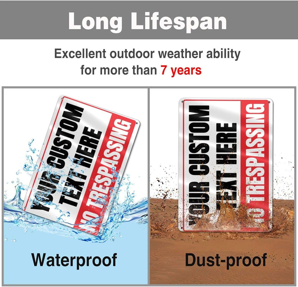 Custom Private Property No-Trespassing Signs - 12 x 8 Personalized Aluminum Metal Rust-Proof