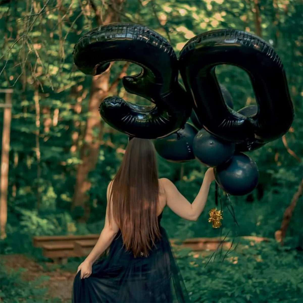 40" Black Number 3 Balloon for Birthday Party Decorations, Large Self Inflating Helium Foil Number