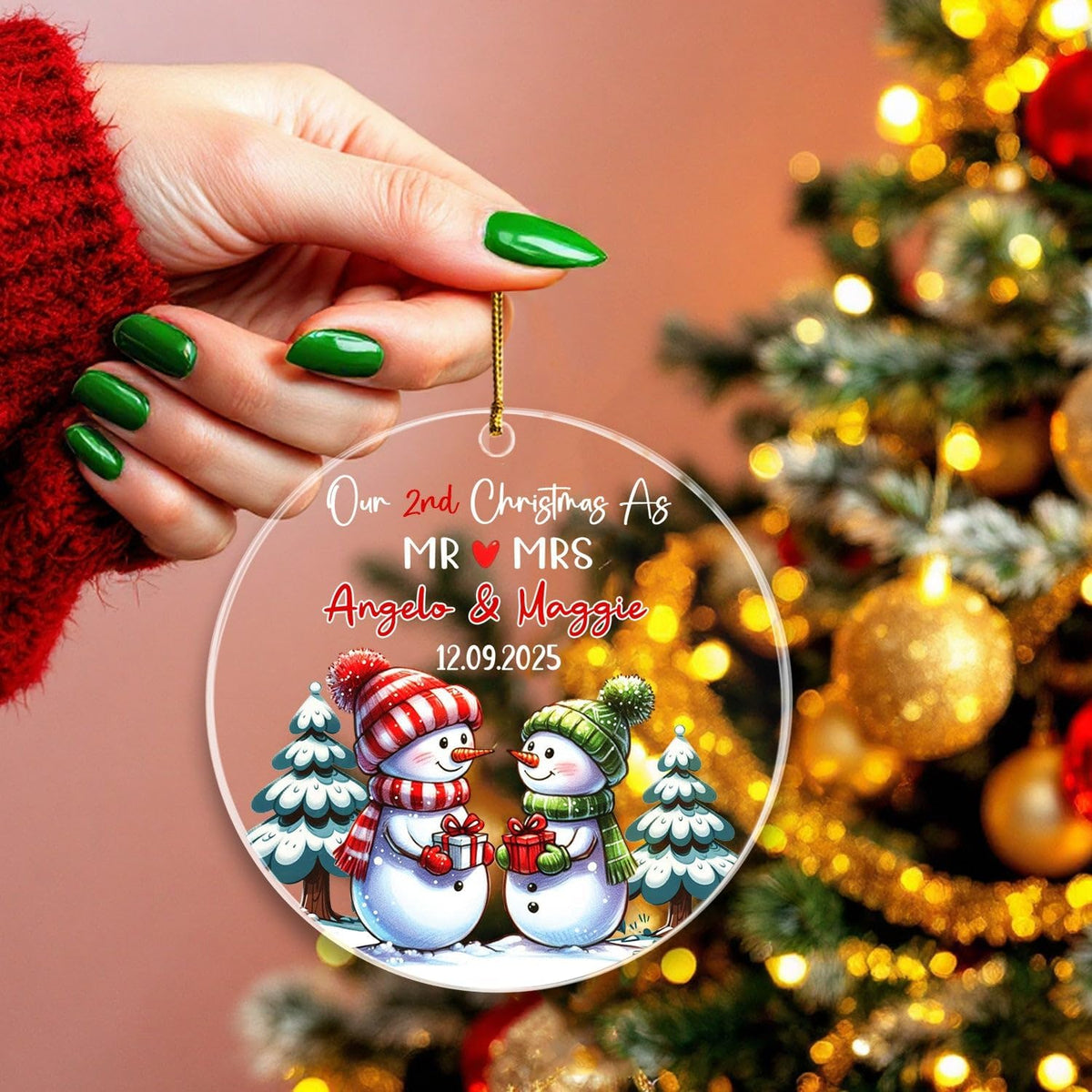 Our 2ND Christmas As Mr & Mrs Ornaments Gift for Boyfriends Girlfriend, Personalized Date/Name Mr &