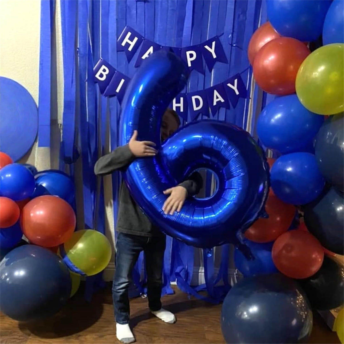 40 Inch Navy Blue Foil Balloon Number 9, Large Self Inflating Dark Blue Number Balloons 0-9 Helium