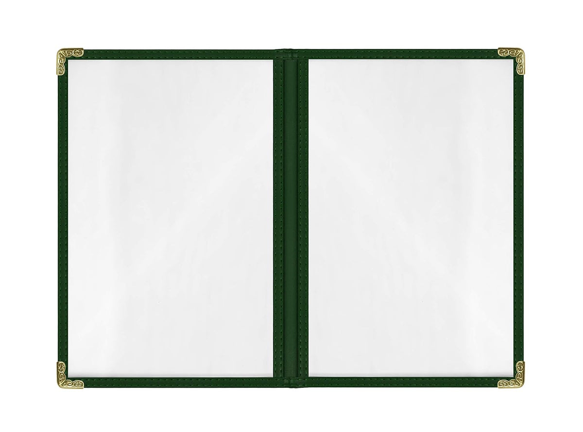 Goodsmart Restaurant Menu Covers – 25 Pack Green 4-View, Side-Loading Menu Holders, Vinyl & Plastic
