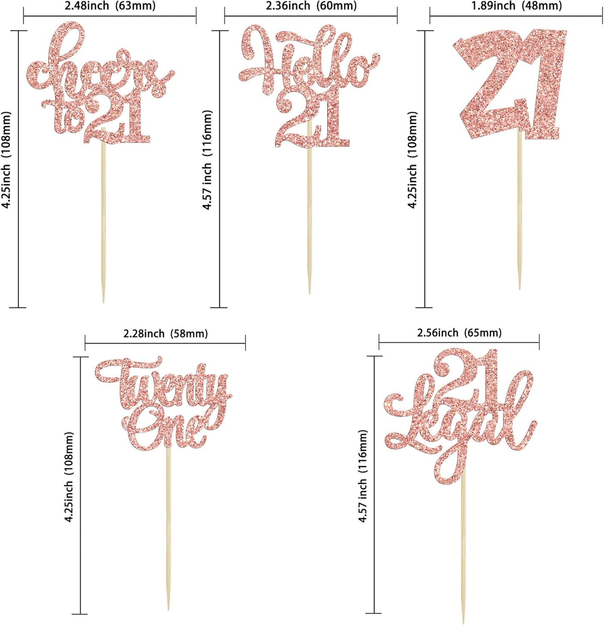30pcs 21st Birthday Cupcake Toppers - Legal 21st Cupcake Picks - Cheers to 21 Years Old Cake