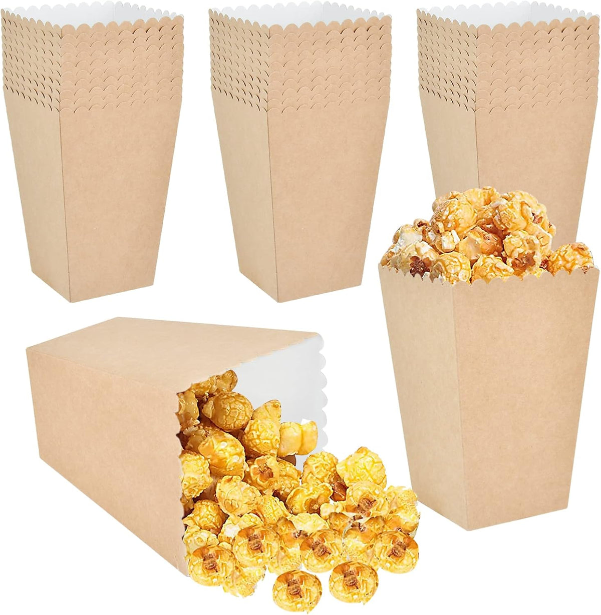 150 Pcs Popcorn Boxes, 22-27 Oz Mini Paper Popcorn Box, Oil-Proof Kraft Paper Popcorn Bags, Popcorn