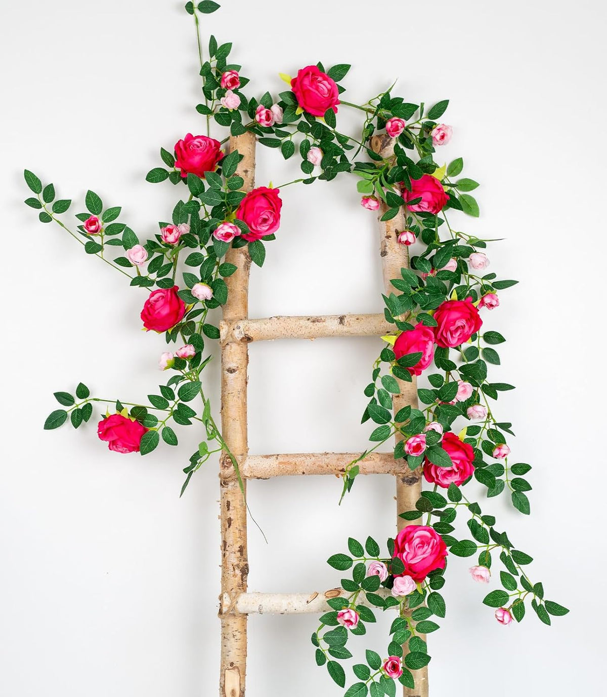 6FT Bendable Rose Flower Garland, Realistic Artificial Wild Rose Vine Flowers with 3D Butterflies