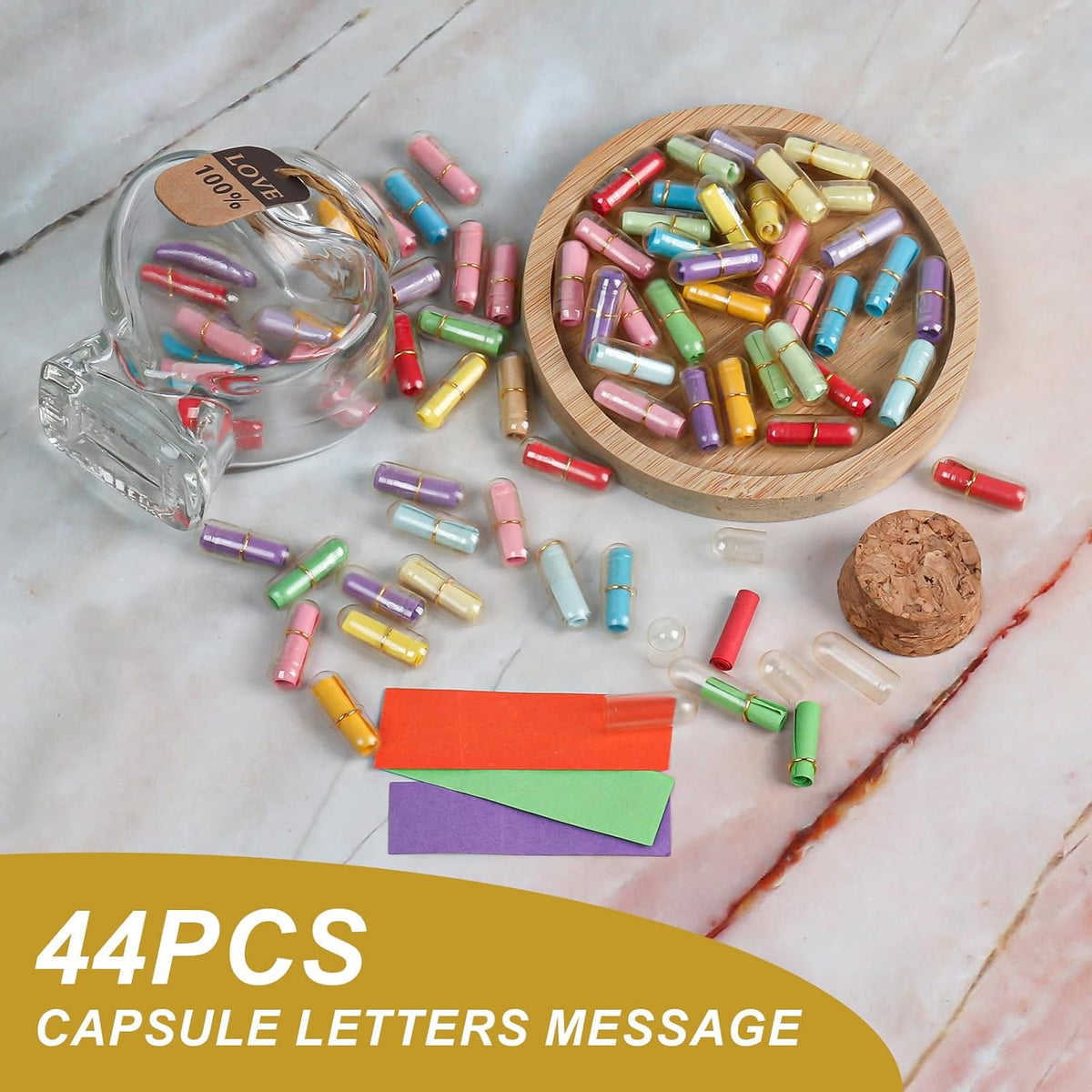 Capsule Letters Message in Glass Bottle，Message Pills Love Letter Gift for Boyfriend Girlfriend
