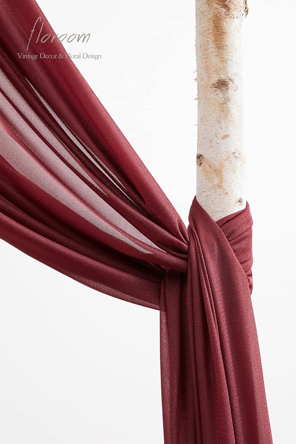 Floroom Wedding Arch Draping Fabric 2 Panels 20Ft Burgundy Chiffon Fabric Drapes Arbor Drapery