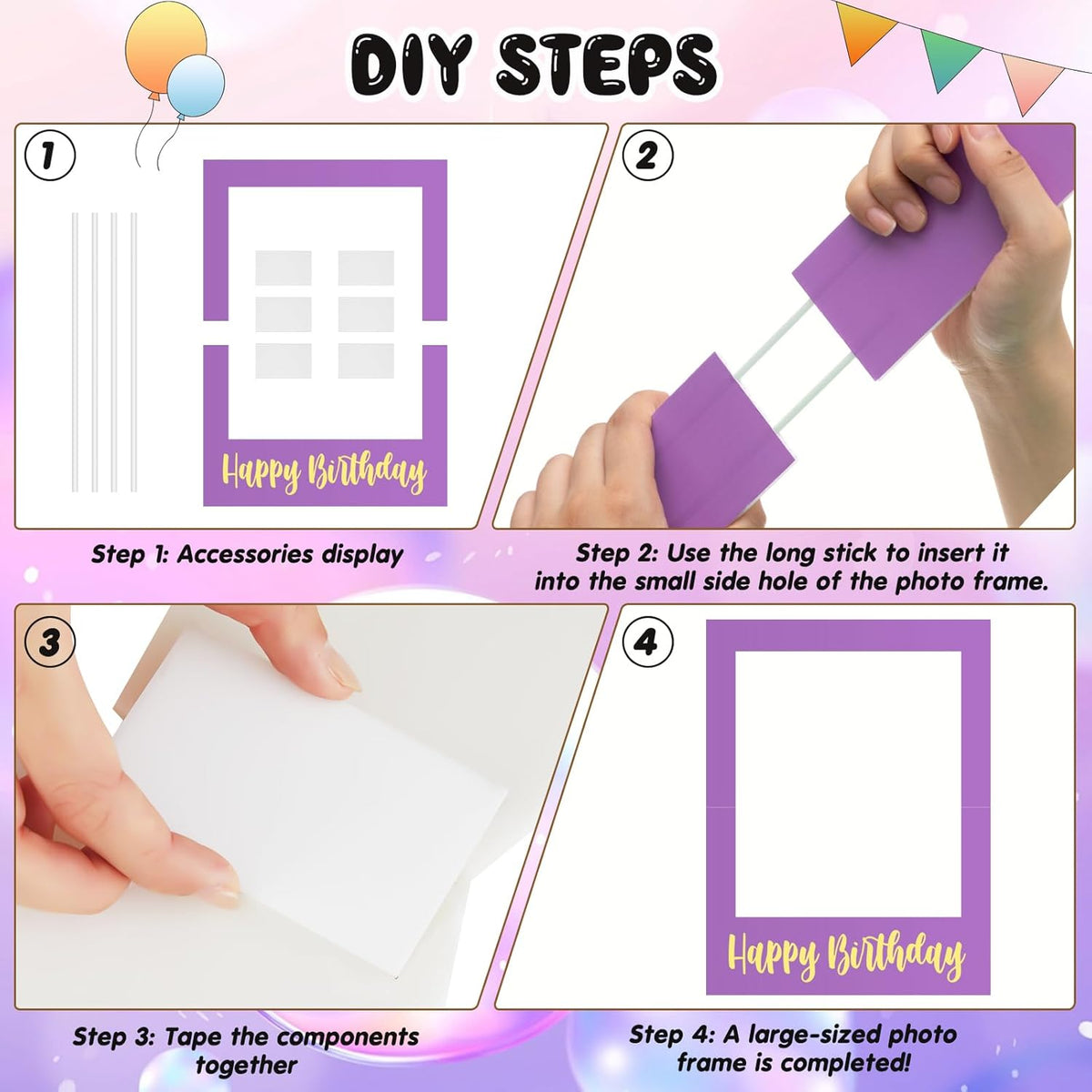 32 x 24 Inch Large Photo Booth Props Picture Frame Happy Birthday Party Frame DIY Cutouts Photo