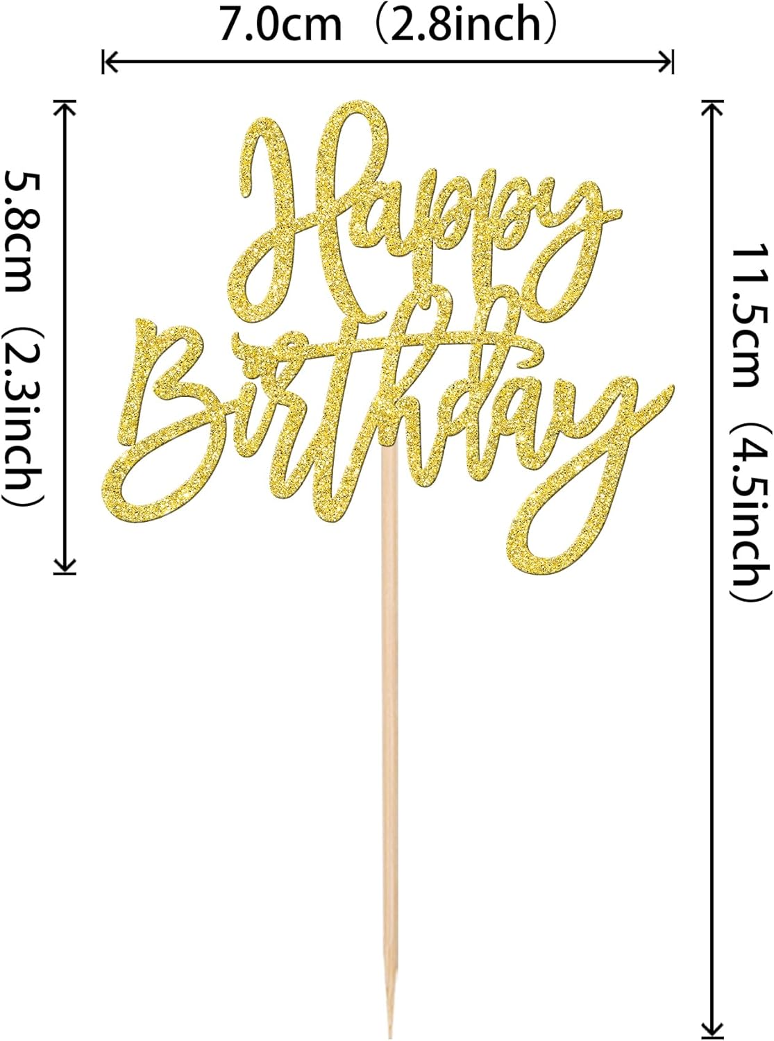 24 PCS Happy Birthday Cupcake Toppers Glitter Picks for Celebrating Anniversary Theme Party Cake
