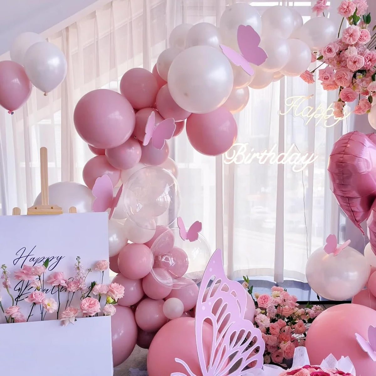 90pack Pink Balloons Different Size 18/12/10/5 Inch Pink Balloon Garland Arch Kit for Graduation