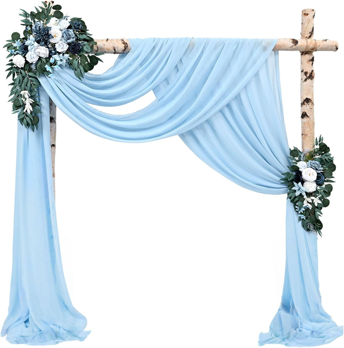 Wedding Arch Drapes Fabric 4 Panels 20Ft Length x 28" Width Baby Blue Arch Draping Chiffon Fabric