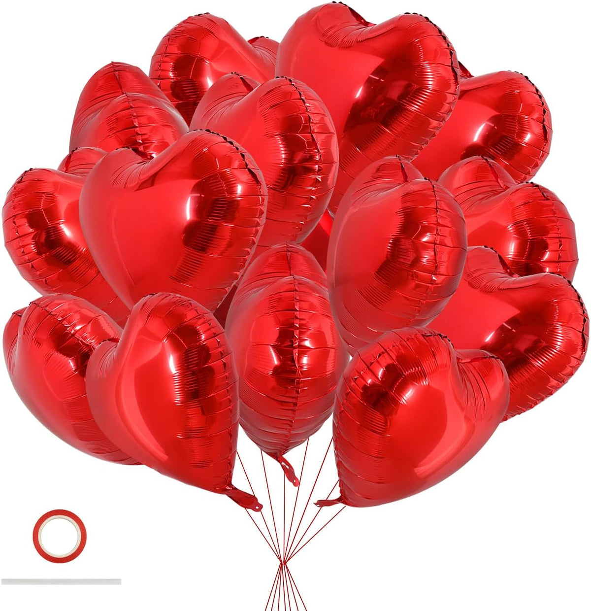 TONIFUL 30Pcs 18 Inch Red Heart Balloons Valentine’s Day Heart Shape Foil Mylar Balloons Decoration