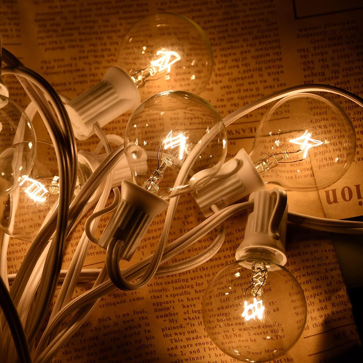 25Ft Outdoor Globe String Lights, G40 Edison String Lights with 27 Clear Bulbs, Waterproof