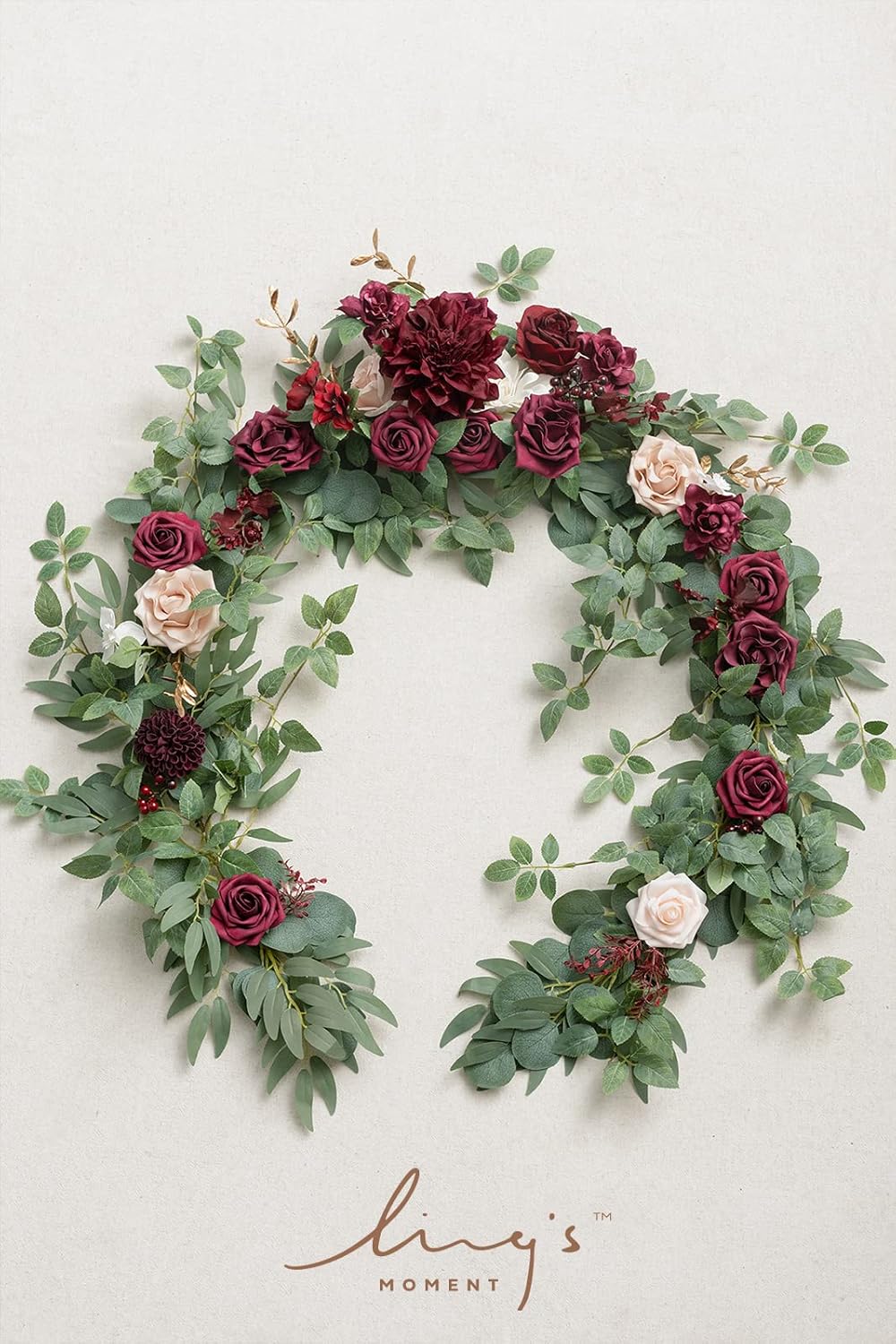 Ling's Moment Flower Garland - 6FT Eucalyptus & Rose - Sweetheart Table Decor for Wedding