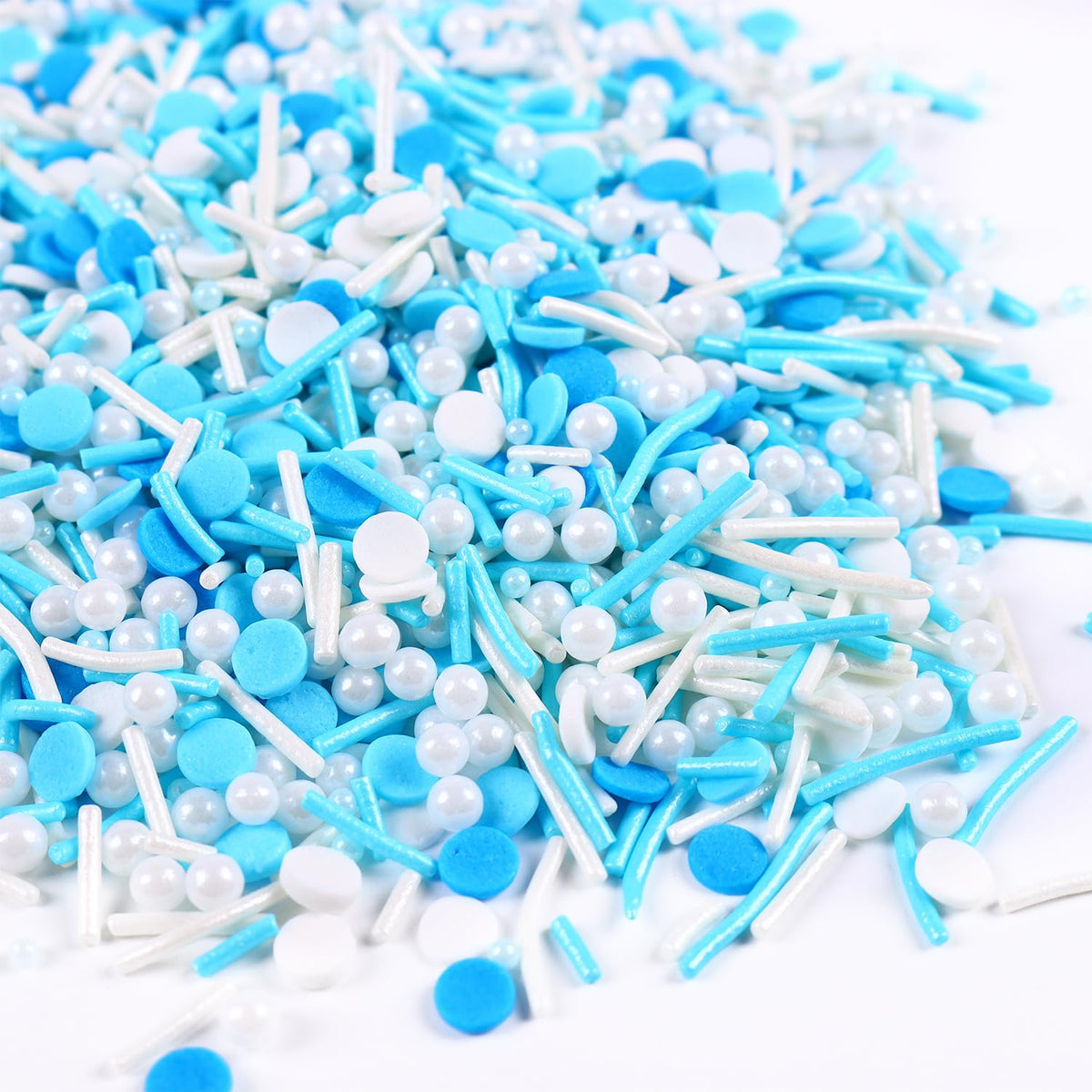 Edible Blue Sprinkles for Cake Decorating, Blue Confetti Sprinkles, Pearl Sprinkles, Jimmy