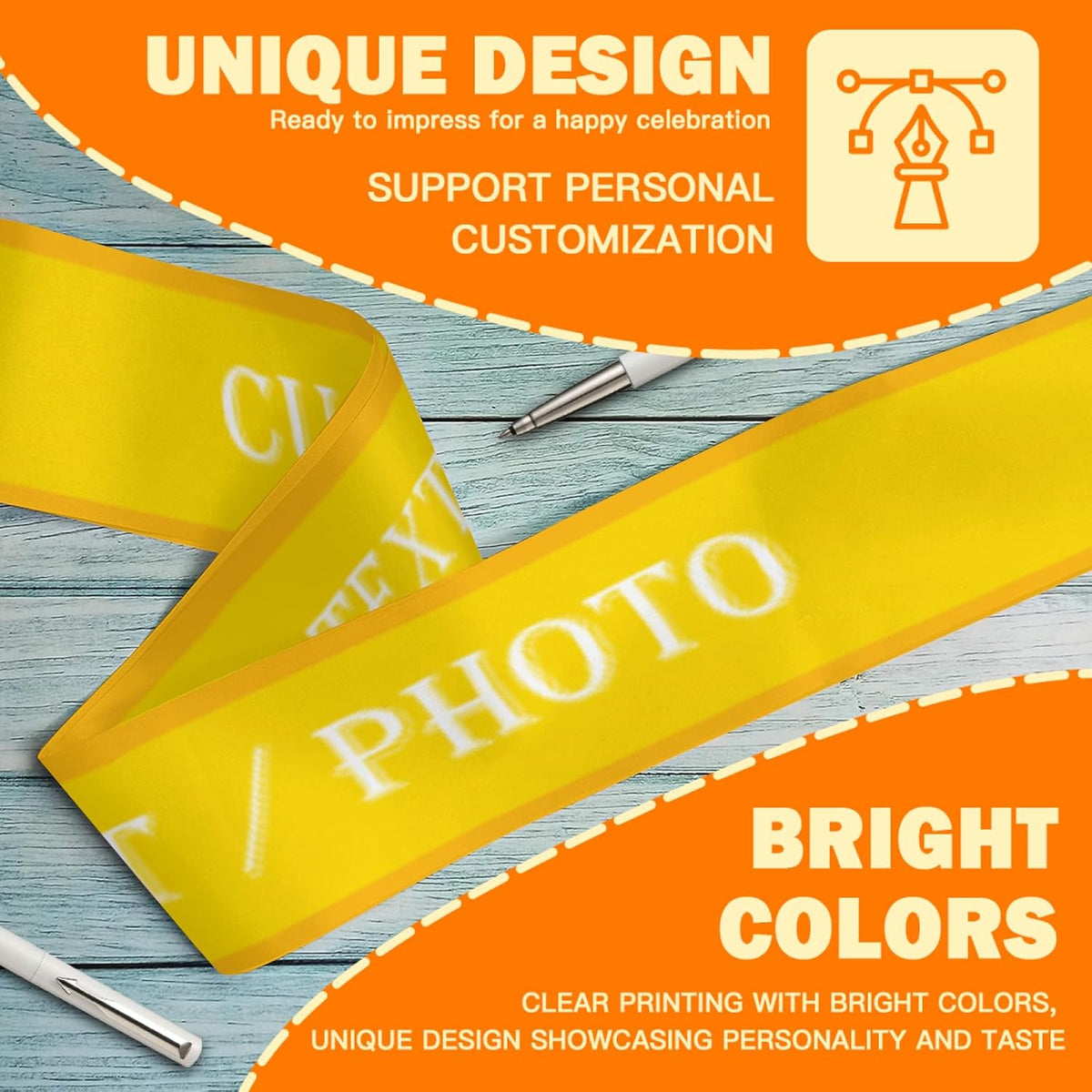 Custom Sash,Personalized Birthday Sash with Text Photo,Customized Bachelorette Sash Quote Sash