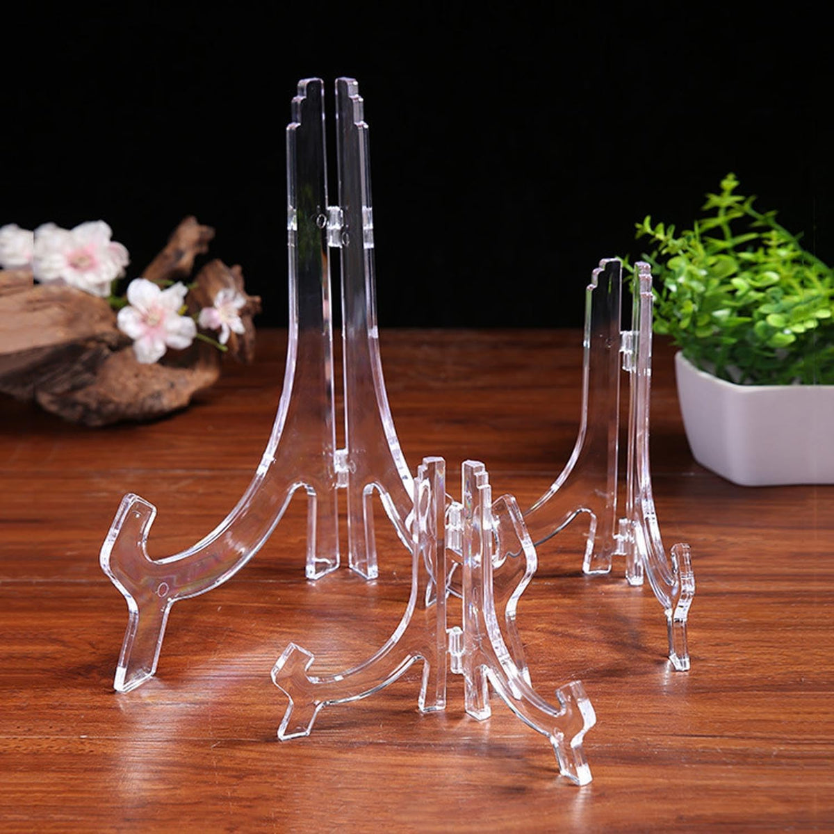 12 Pack 5 Inch Clear Plastic Easels or Stand/Plate Holders to Display Pictures or Other Items at