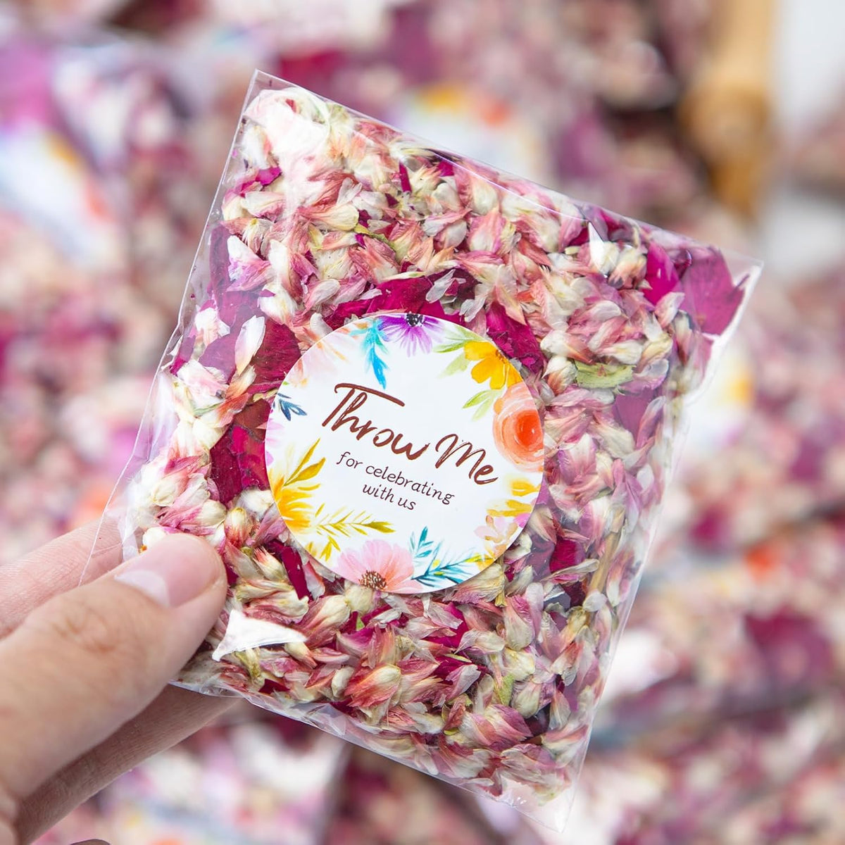 50 Pack Real Dried Rose Flower Petals Biodegradable Confetti, Dried Mix Red Rose Begonia Pink