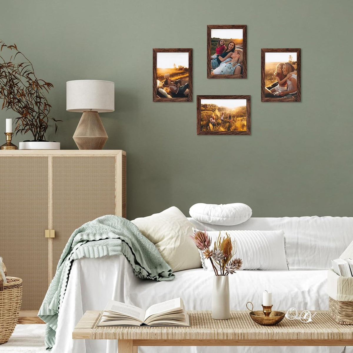 PETAFLOP Wooden Bulk 5x7 Picture Frame Set of 18, Rustic Brown Photo Frames Fits 5 by 7 for Wall or