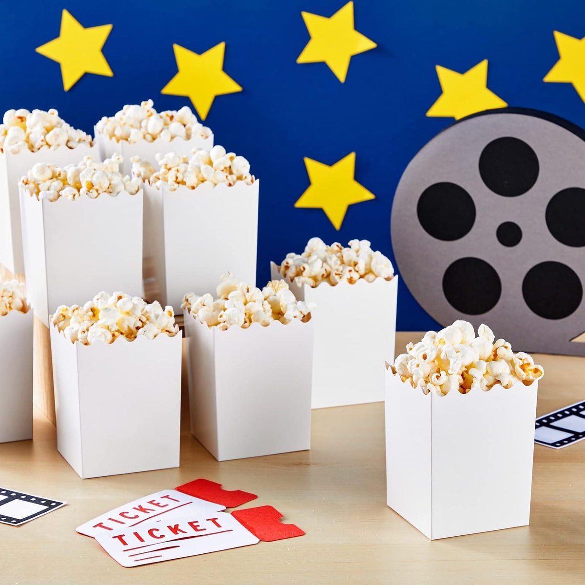 Juvale 100 Pack Mini Popcorn Boxes for Party, Bulk White Popcorn Containers for Movie Night