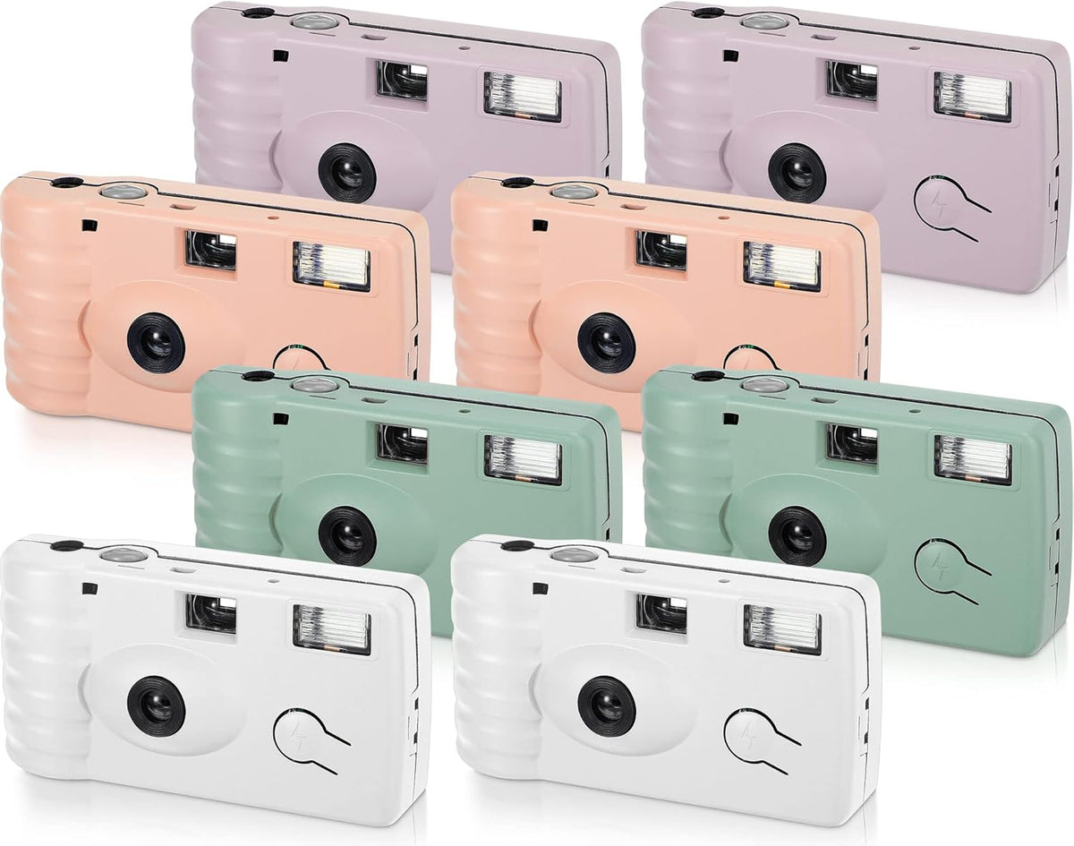 LEIFIDE 8 Pcs Disposable Camera Bulk for Wedding Single Use One Time 35mm Camera with Flash Color