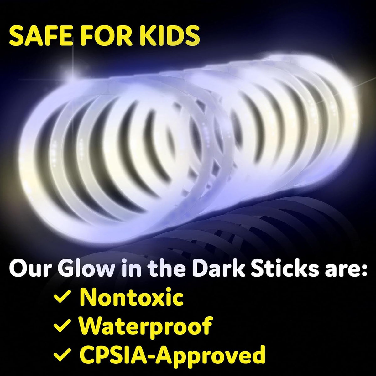 PartySticks Glow Sticks Party Supplies 100pk - 8 Inch Glow in The Dark Light Up Sticks Party