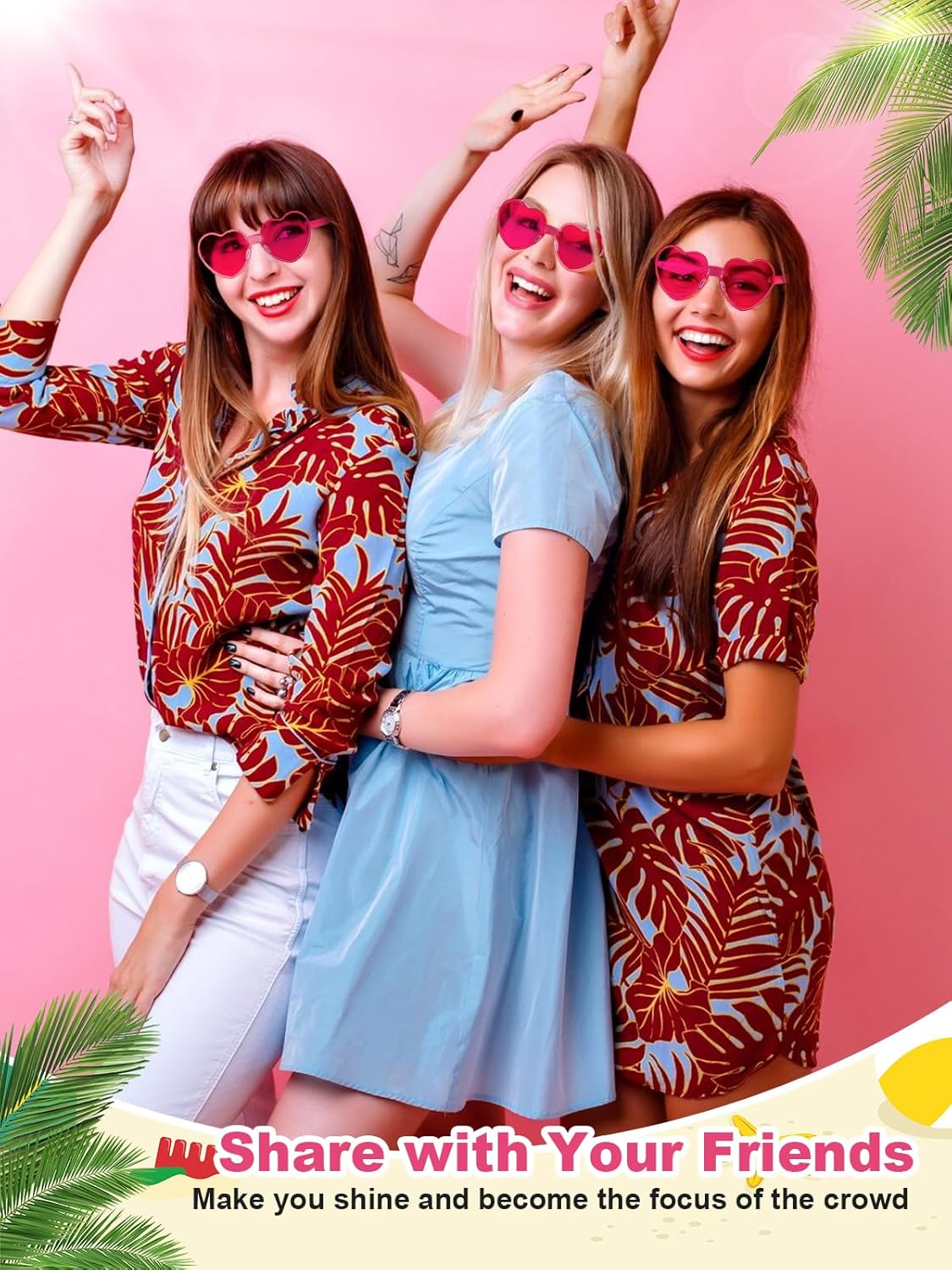 12 Pairs Heart Shaped Sunglasses for Women Colorful Glasses Fun Trendy Transparent Heart Sunglasses